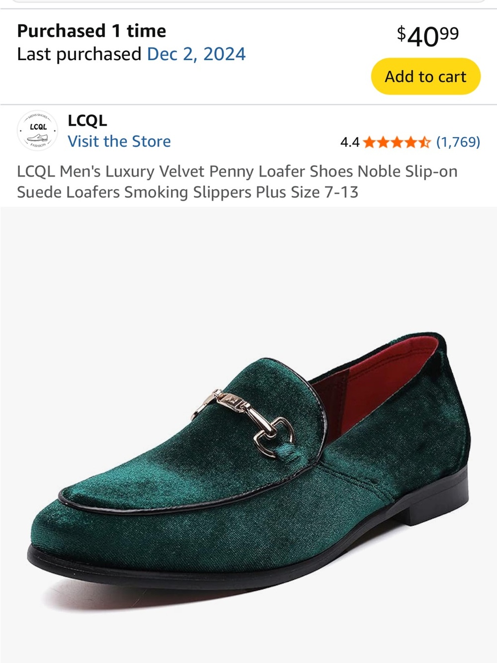 Men's Emerald Green Velvet Bit Loafers Sz 13 - Picture 2 of 5
